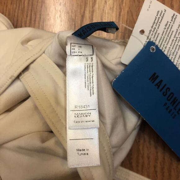 Maison Lejaby Paris One-Piece XS Clous Cream Beige Plunging V Neck NWT's $250 - Picture 10 of 12